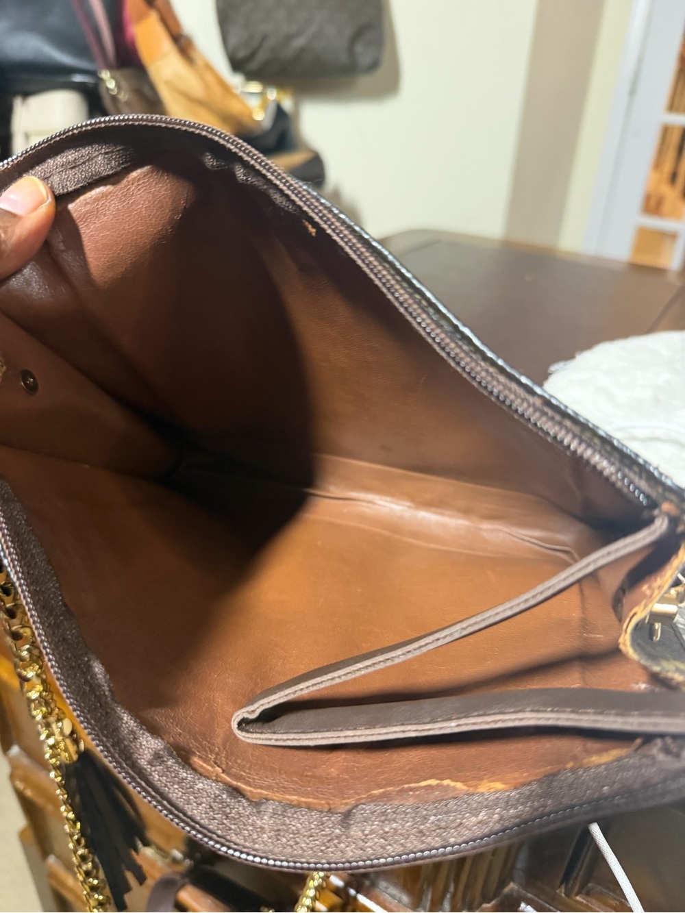 Louis Vuitton Brown Monogram Chain Crossbody Bag with Tassel - Picture 7 of 9